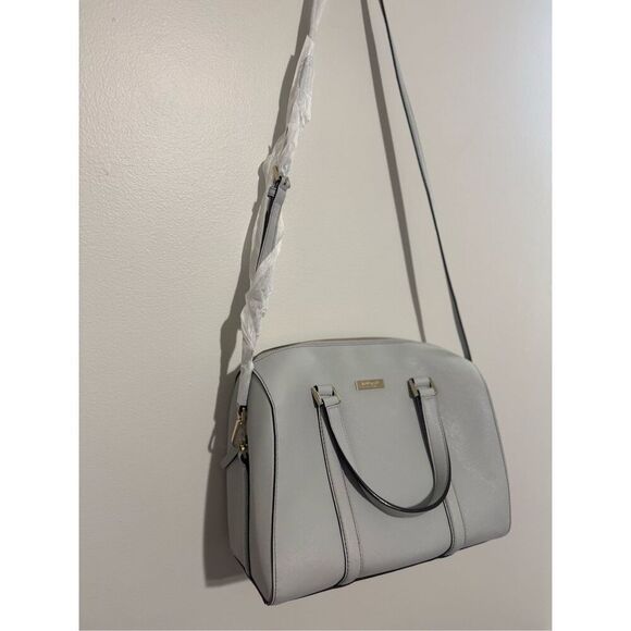 NEW Kate Spade Newbury Lane Cassie Satchel Crossbody Bag Light Smoke Blue Gray - Picture 2 of 9